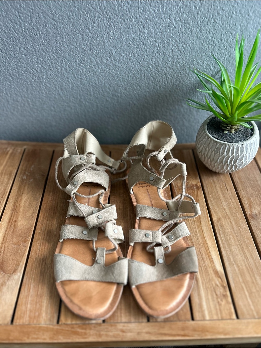 Dolce Vita Tan Suede Strappy Gladiator Sandals - Women